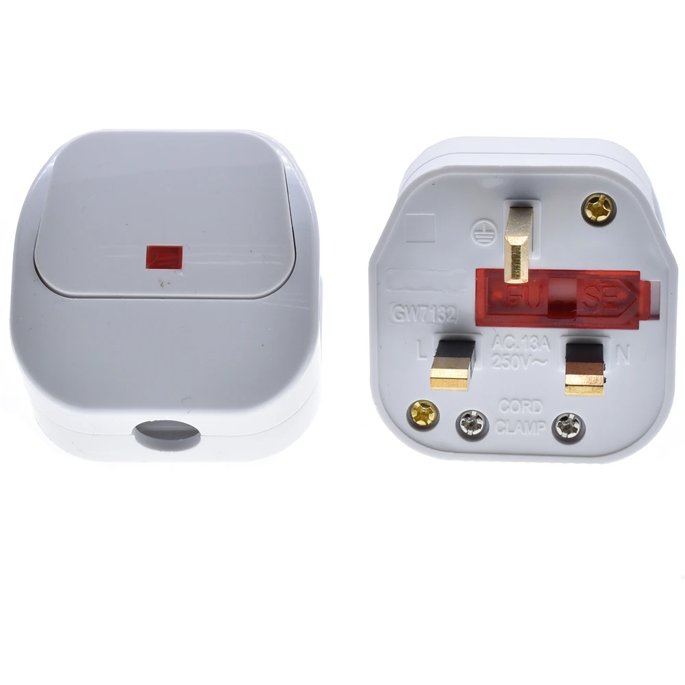 UK /AU 3 Pin Switch13A AC Assembled Power Plug With Switch Male Electrical Socket Fused Connect Cord Overload Protection Adapter