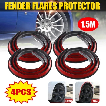 

4x 1.5M Rubber Car Wheel Arch Protection Moldings Anti-collision Wheel Eyebrow Mudguard Protection Sticker