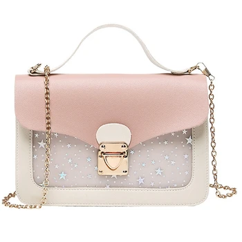 

Fashion Bag Girl Sequins Star Print Shoulder Bag Chain Handbag Messenger Bag Ladies Pink