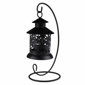 

Iron Moroccan Style Candlestick Candleholder Candle Stand Light Lantern (Black)
