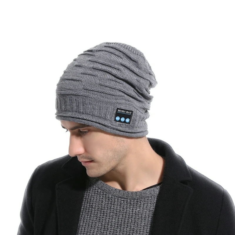 Bluetooth Music Warm Beanie Hat Wireless Smart Cap Headset Headphone Speaker Mic