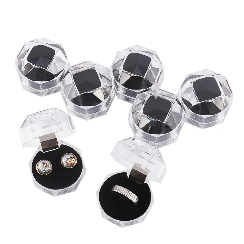 20Pcs Transparent Plastic Ring Boxes Jewelry Gift Box Earring Packaging Display Cases Storage