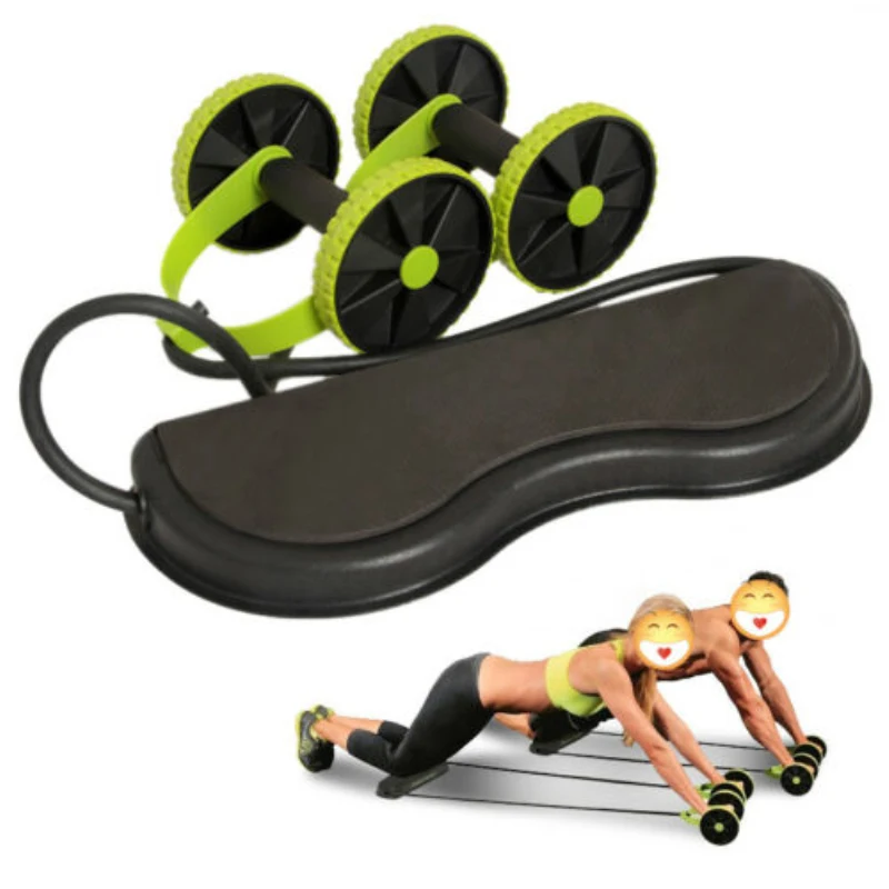 

Double-Wheeled Power Roll Ab Trainer Abdominal & Full Body Workout Multi-functional Arm Waist Leg Exercise Fitness Training