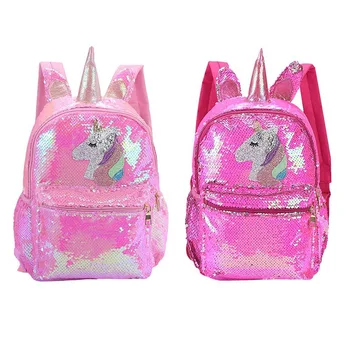 

1 PC 3D Unicorn Sequin Backpack Children Cartoon Unicorn Large Capacity School Bag Women Men Double Shoulder Travel Bag Dropship