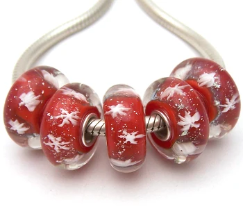 

JGWG1708 5X 100% Authenticity S925 Sterling Silver Beads Murano Glass beads Fit European Charms Bracelet diy jewelry Lampwork