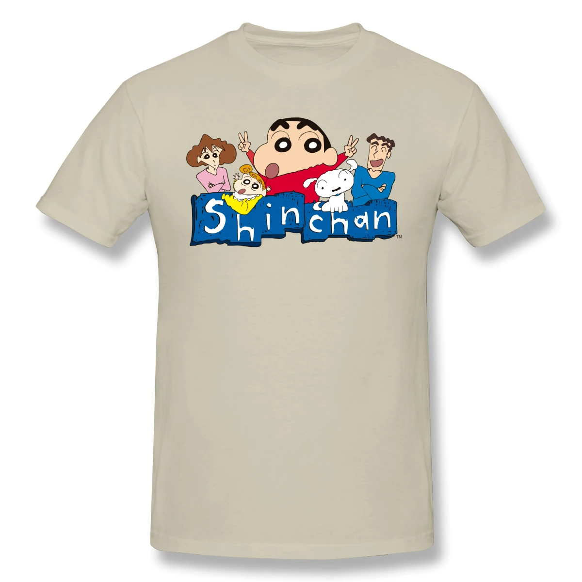 Crayon Shin Chan, повседневная мужская футболка с круглым вырезом и принтом, мужская и модная футболка в стиле хип-хоп из хлопка - Цвет: Хаки