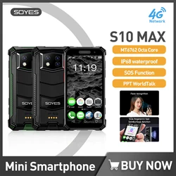 Soyes S10 MAX IP68 Waterproof Rugged Phone MT6762 Octa Core Mini Smartphone Android 10 Mobile Phone Dual 4G PTT Intercom 2400mAh