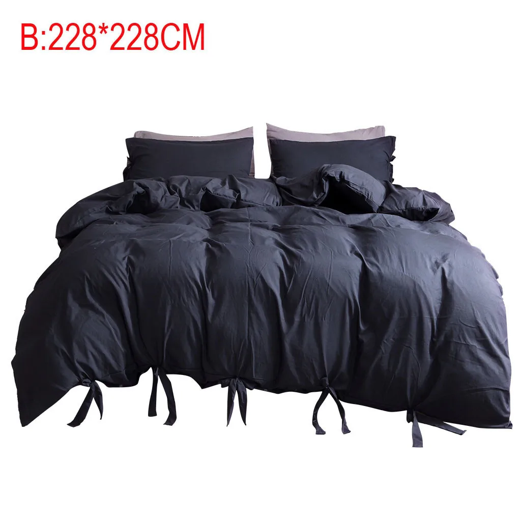 

Ouneed Lace Washed Cotton Solid Color Soft Comfortable Bedding Three-piece Bed Cover (No Sheet) One Quilt Cover Two Pillow Cover