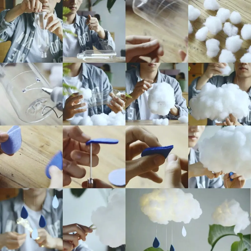 Сделай Сам Симпатичный хлопковый светильник в форме облака ручной работы