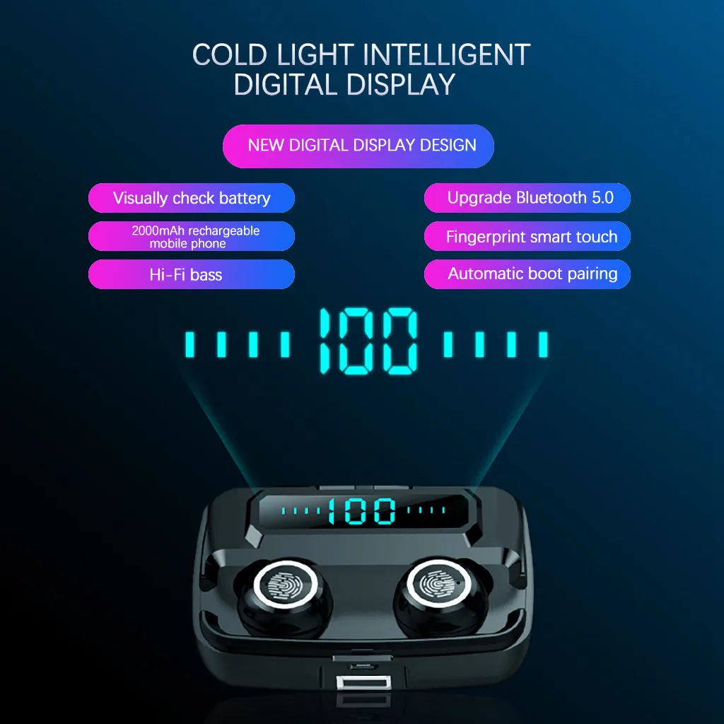 Беспроводные наушники 40 # Bluetooth 5 0 спортивные беспроводные светодиодный дисплей