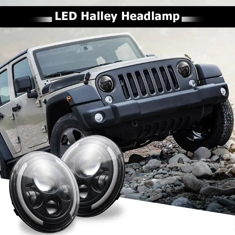 7 дюймов 150 Вт Halo ангельские глазки светодиодный фары DRL для Wrangler H4/H13 1 пара ударопрочный