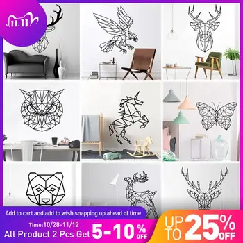 

Nordic Geometric Animals Wall Stickers For Home Decor Kids Room Wallpaper Sticker Decorative Vinyl Wall Decals stickers muraux