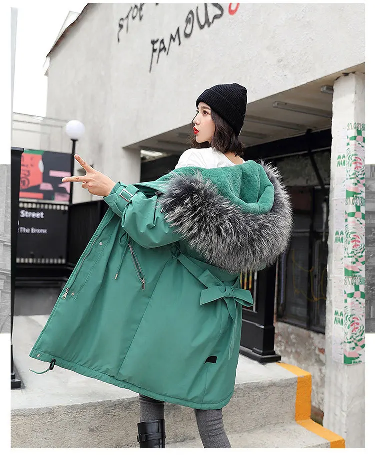 Стиль, хлопковое пальто, женская длинная толстая Парка выше колена, зимнее пальто плюс бархат, корейский стиль, хлопковая стеганая куртка, Loos