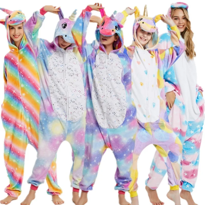 Inverno Unisex Pigiama Unicorno Kigurumi Animal Star Pigiama Donna Tutina  Adulti Cosplay Punto Flanella Tutina Sleepwear Allingrosso Da 40,96 €