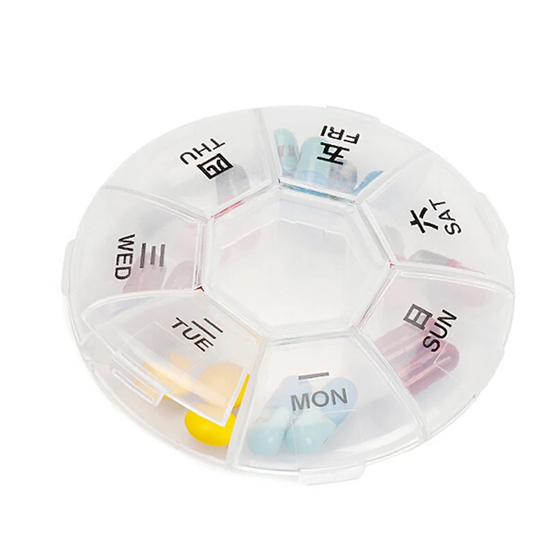 Practical Travel Pill Case Weekly Rotating Pill Box Splitter Pill Organizer Medicine Box Cutter 7 Day Pill Container