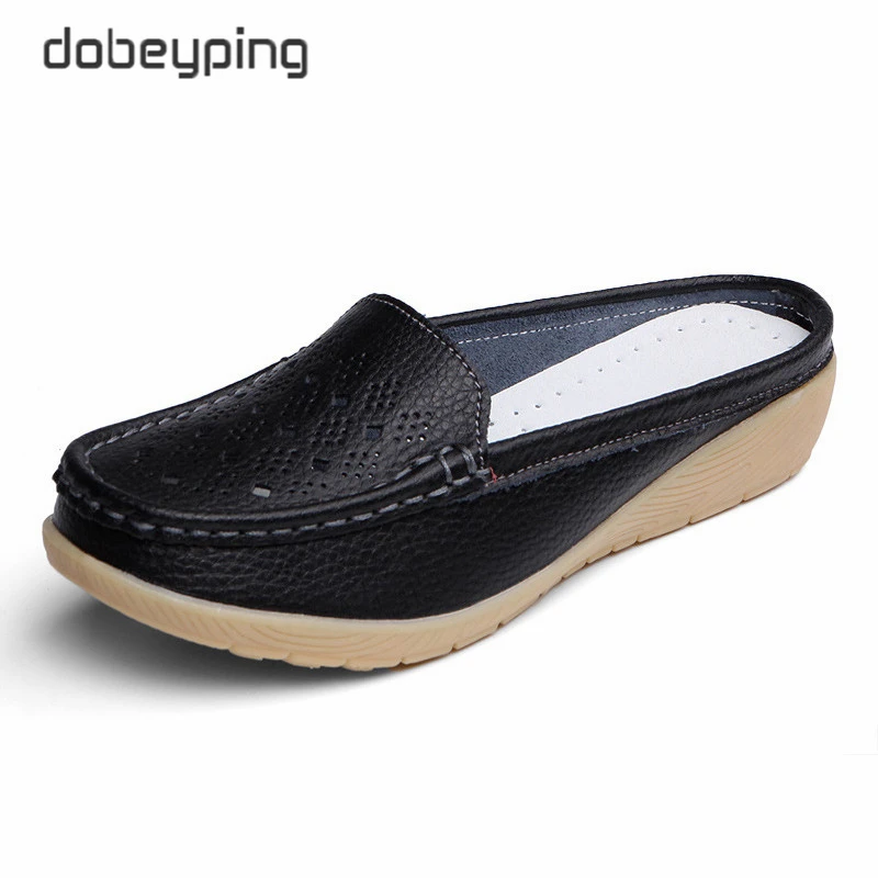 dobeyping Cut-Outs Summer Woman Shoes Genuine Leather Women Flats Hollow Women's Loafers  Soft Mother Moccasin Shoe Size 35-41