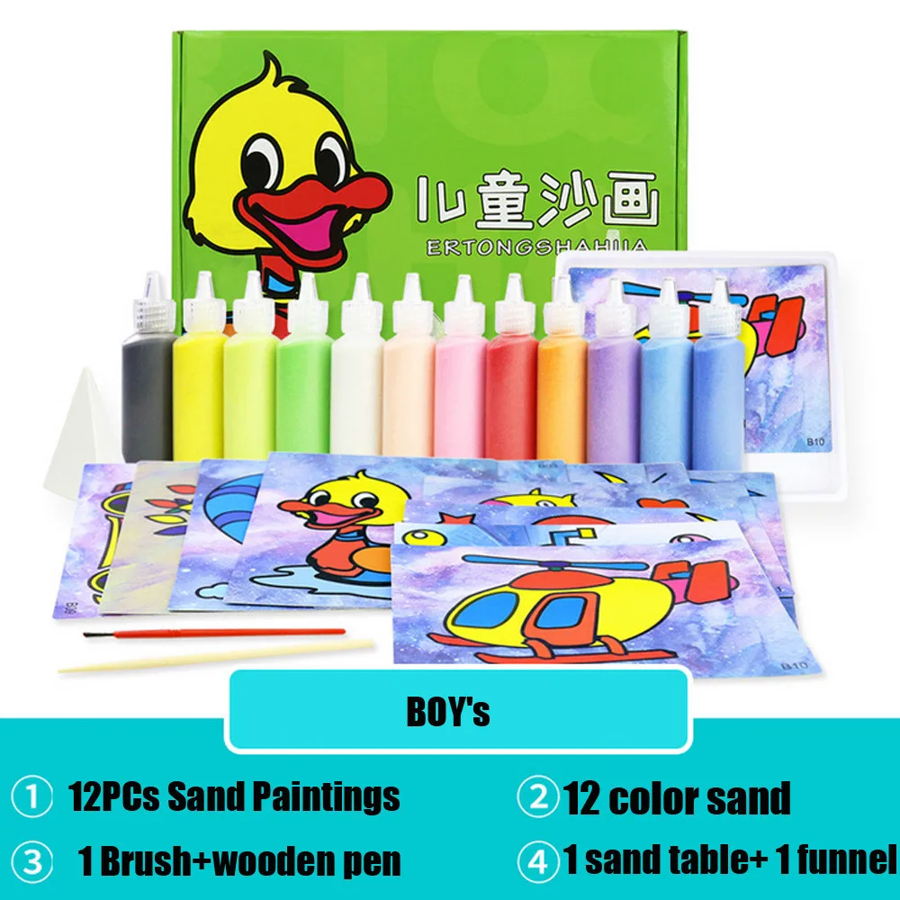 HIINST Рисование песком для детей, набор ручек для рисования, Обучающие игрушки, 12 цветов, песочное искусство, Рисование песком, разные ремесленные игрушки, подарок