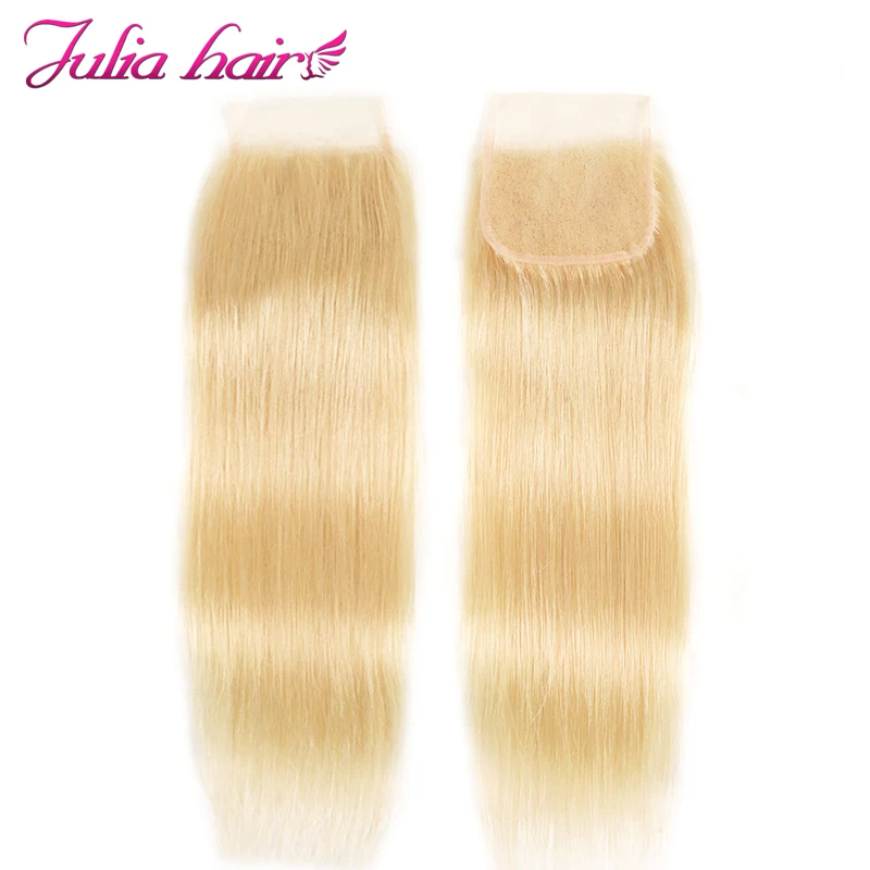 Ali Julia волосы блонд#613 цвет 3 или 4 пряди с кружевной застежкой 10 до 24 дюймов высокое соотношение бразильские прямые волосы remy