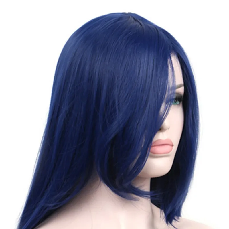 WoodFestival женский темно-синий синтетический парик с челкой длинные термостойкие косплей парики для женщин