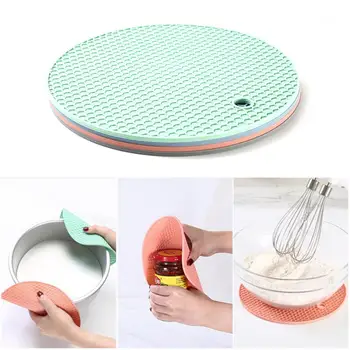 

Hot Sale Multi-function Coaster 18cm Round Heat-resistant Honeycomb Silicone Coaster Slip Anti-hot Pad Kitchen Tools