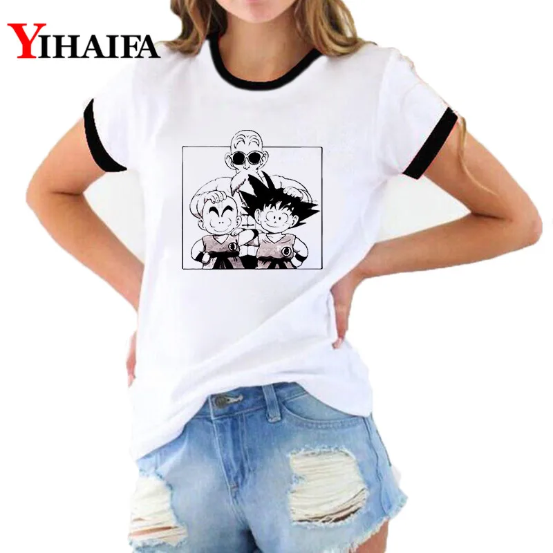 

3D T Shirts Graphic Tees Black Goku Master Roshi Dragon Ball Z Women Summer Cartoon Printed Short Sleeve Female Casual Tops