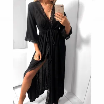 

Woman Toweled Bathrobe Embroidered Sexy Nightgown Satin Lace Bathrobe Perfect Wedding Bridal Party Robe Sleepwear