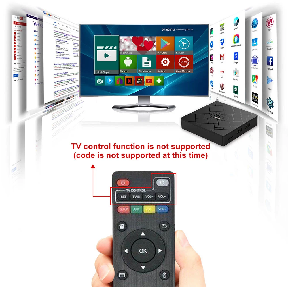 ТВ приставка HK1 mini с Android 9.0 четырехъядерный процессор RK3229 2 Гб 16 2.4ГГц Wi Fi H.265 4K HD Google