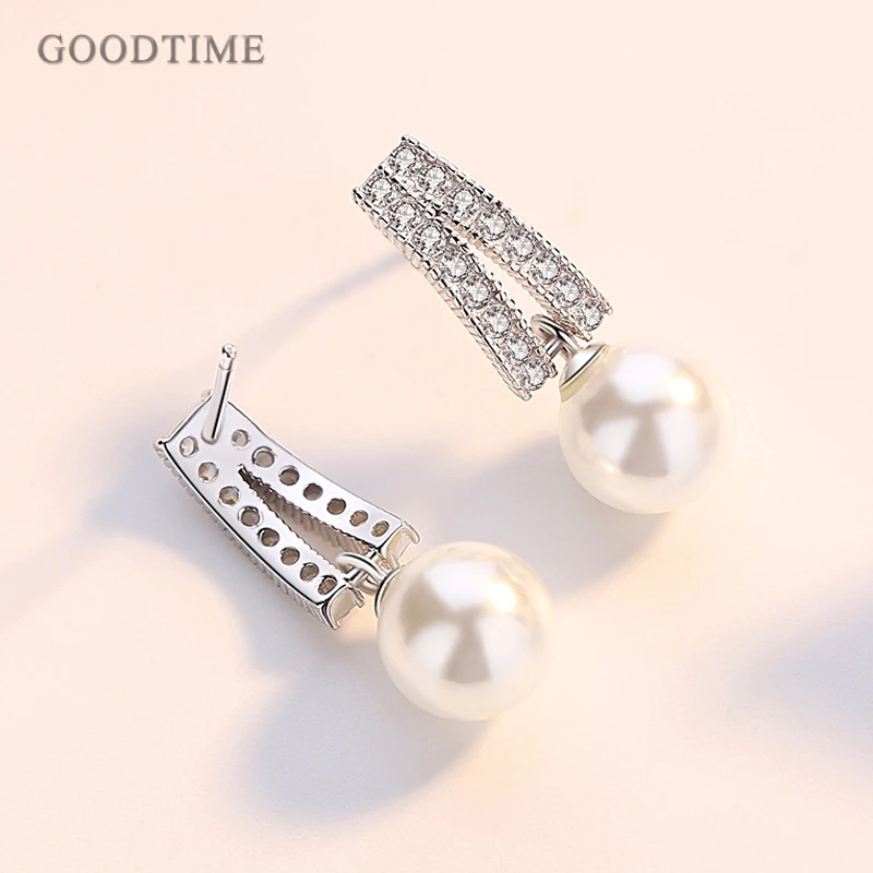Trendy Women Earring Pure 925 Sterling Silver Earring Ear Wire Pearl Tassel Earrings Noble Rhinestone Zircon Earring For Girl