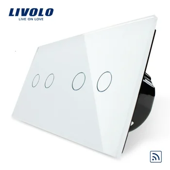 

Livolo, Easy Life, 4-Gang Remote touch screen, Luxury Tempered Glass Panel, home wall light switch, VL-C702R-11/VL-C702R-11