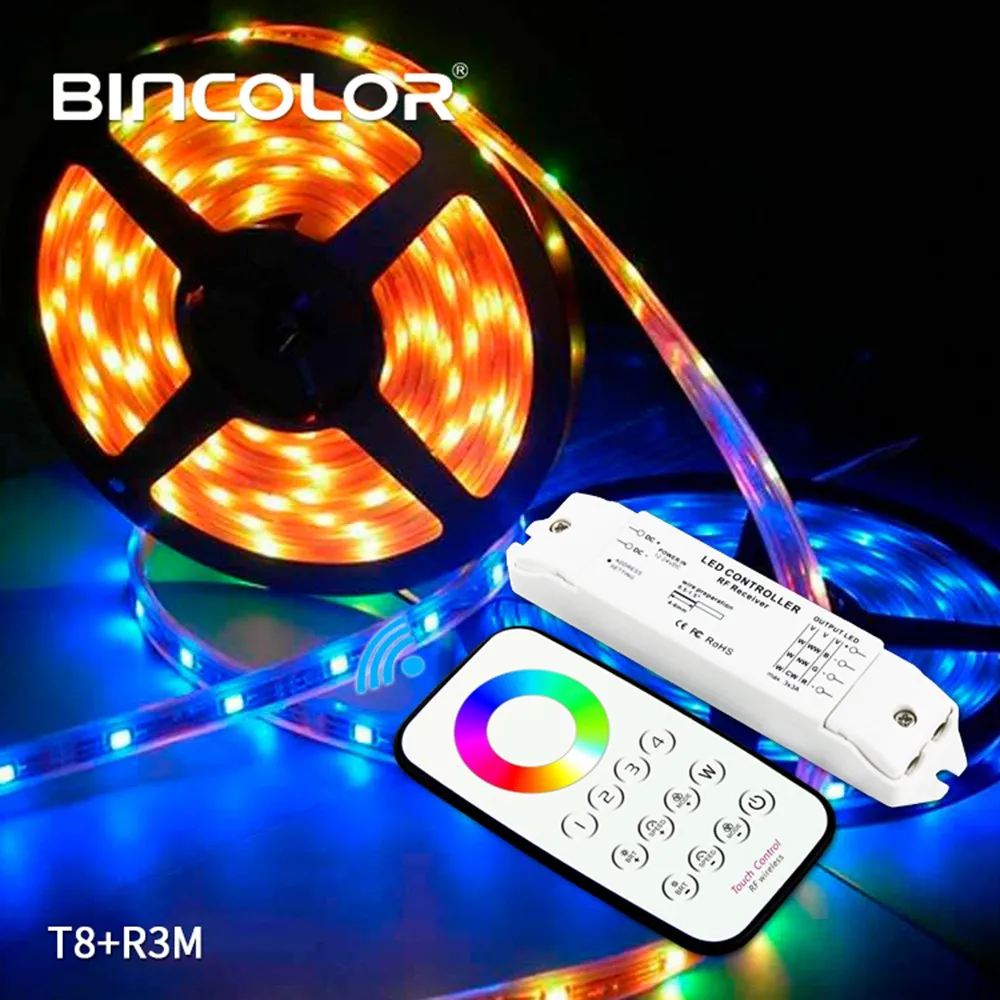 Bincolor T8 RGB Max 3x3A многозонный RF беспроводной пульт дистанционного управления+ R3M контроллер приемника для светодиодной ленты, DC12V-24V