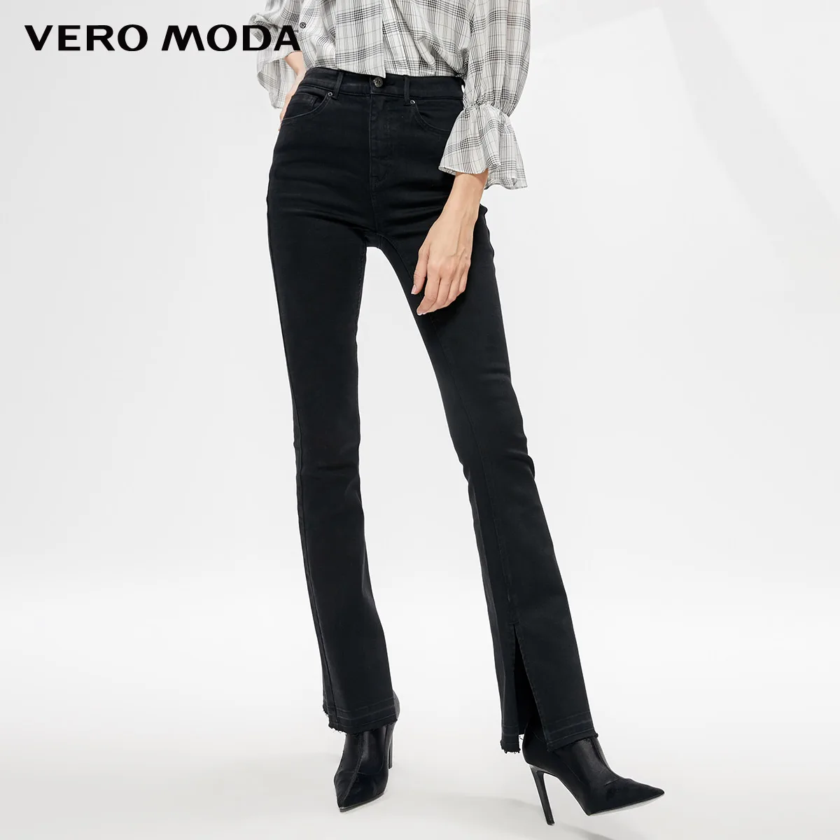 Black denim Vero Moda новые женские слегка расклешенные джинсы с разрезами | 319332513 - Цвет: Black denim