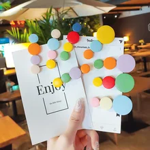 Cute Women Girls Colorful Wood Rounds Barrettes Sweet Headband Hair Clips Hairpins Hair Ornament Fashion Hair Accessories