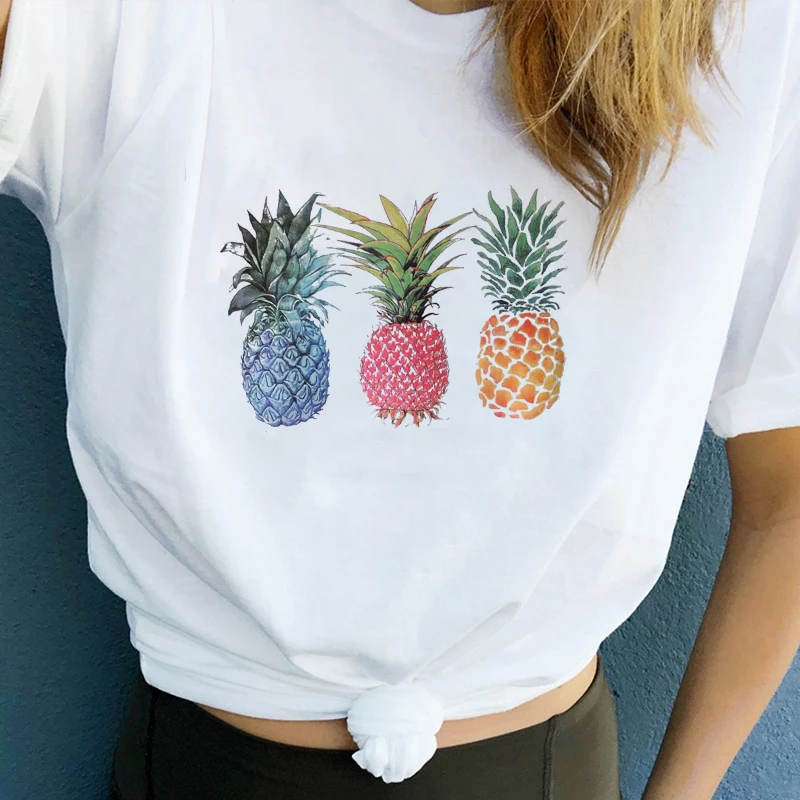

Women Clothes Print Summer Sweet Fruits Pineapple Fashion Ladies Printed Women Top Casual Woman Tee Shirt T Female T-shirt