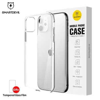 

SmartDevil Electroplating phone case For iPhone 11 Pro Max Tempered glass screen protector For iPhone X XR XS Max Soft silicone