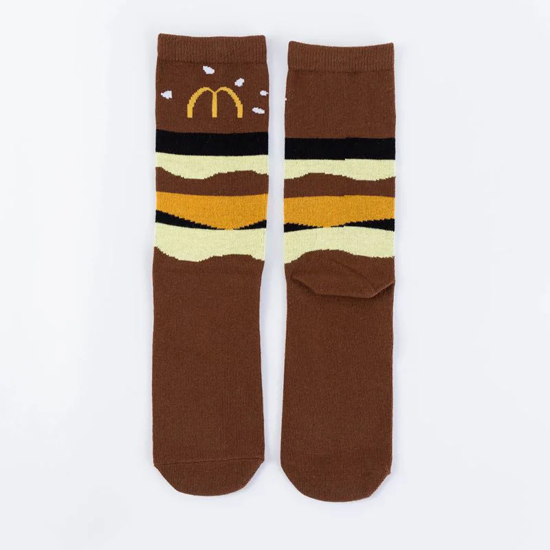 Men and women food fruit print pattern socks avocado McDonald's cookies funny personality fashion print ladies socks lovers - Цвет: As shown