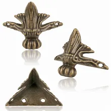 Caja de madera antigua para decoración del hogar, Protector de esquina de patas, triángulo de ratán tallado, soporte decorativo