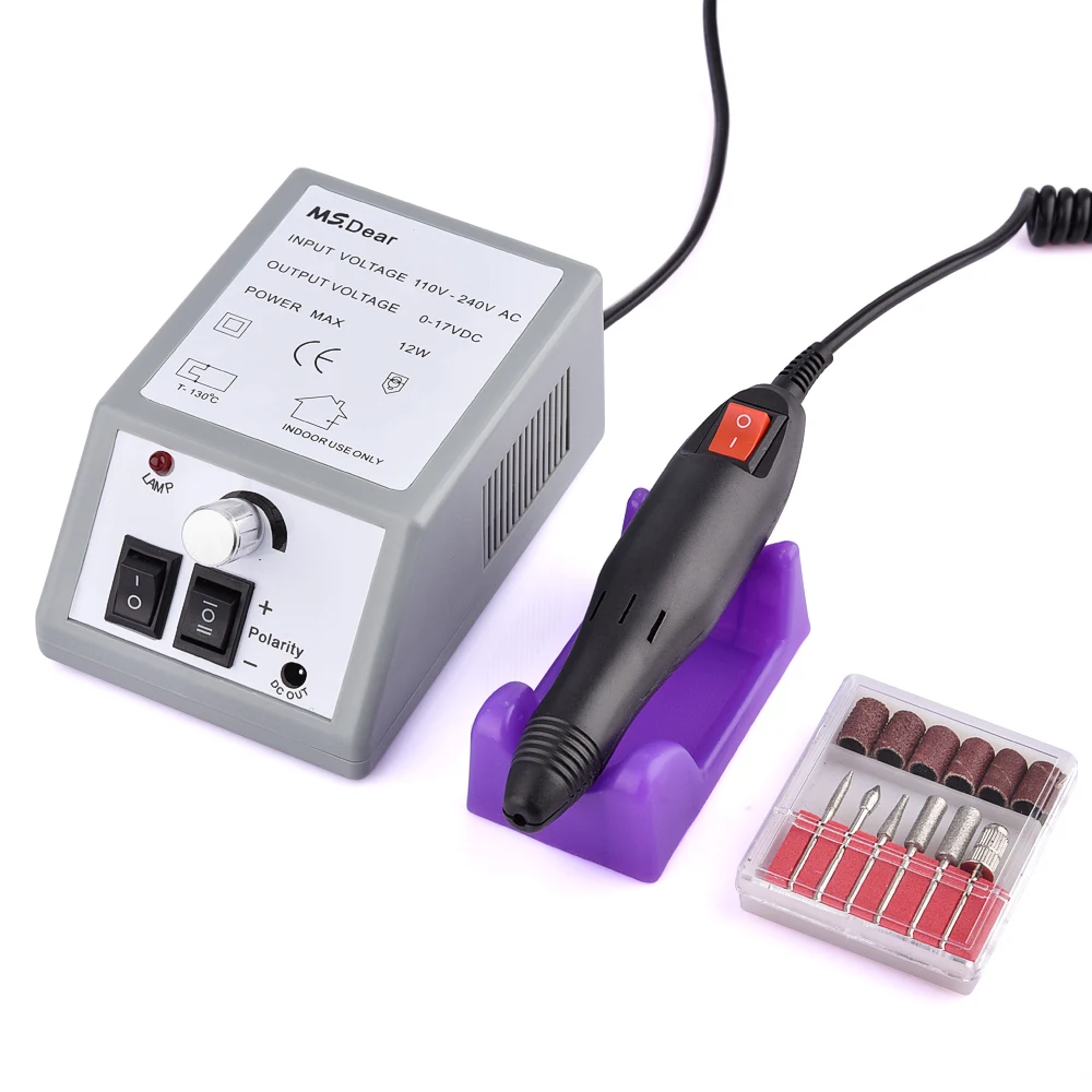 Электрический аппарат для сверления ногтей, аппарат для маникюра, гель для удаления кутикулы, фрезерные сверла, набор, 20000 ОБ/мин, Машинка для педикюра, лака - Цвет: Светло-серый