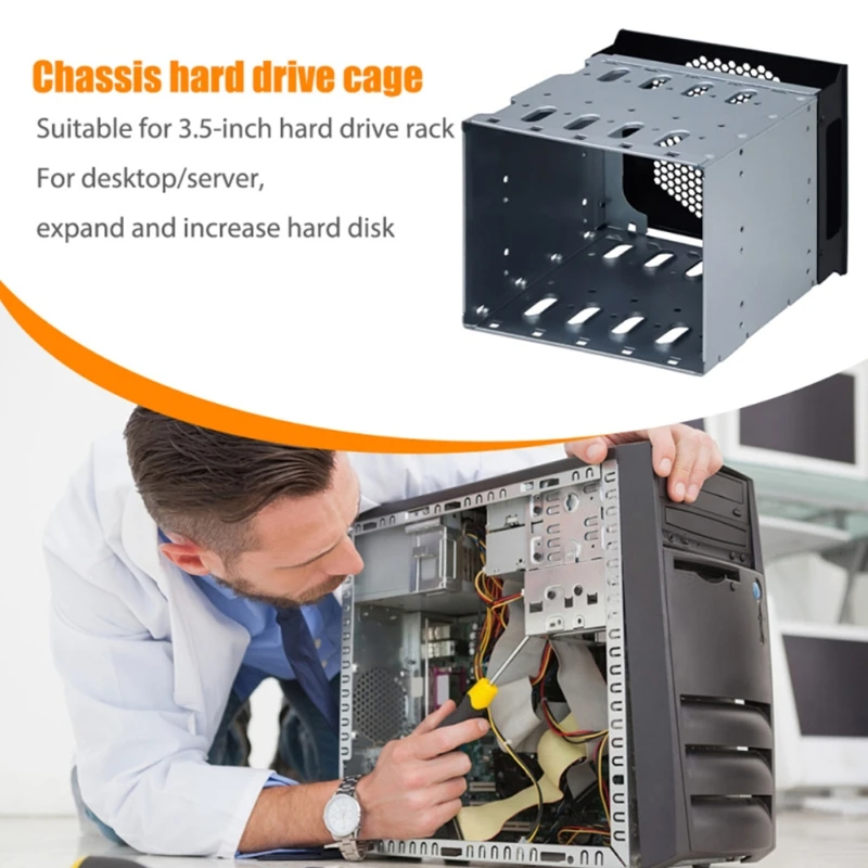 Nova Gaiola de Disco Rígido 5x3.5 Polegada Sata Hdd Gaiola Rack Rígido Driver Bandeja com Ventilador Espaço Aço Inoxidável 2023 - Imagem 5