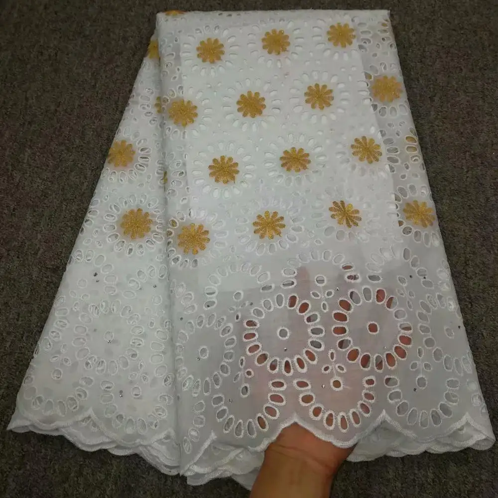 5 ярдов швейцарская кружевная ткань последняя Тяжелая вышитая бисером Африканская Хлопковая ткань швейцарская вуаль кружева популярный Дубай Стиль 901-1
