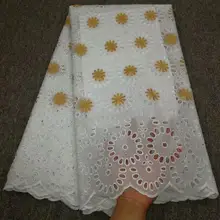 5 ярдов швейцарская кружевная ткань последняя Тяжелая вышитая бисером Африканская Хлопковая ткань швейцарская вуаль кружева популярный Дубай Стиль 901-1