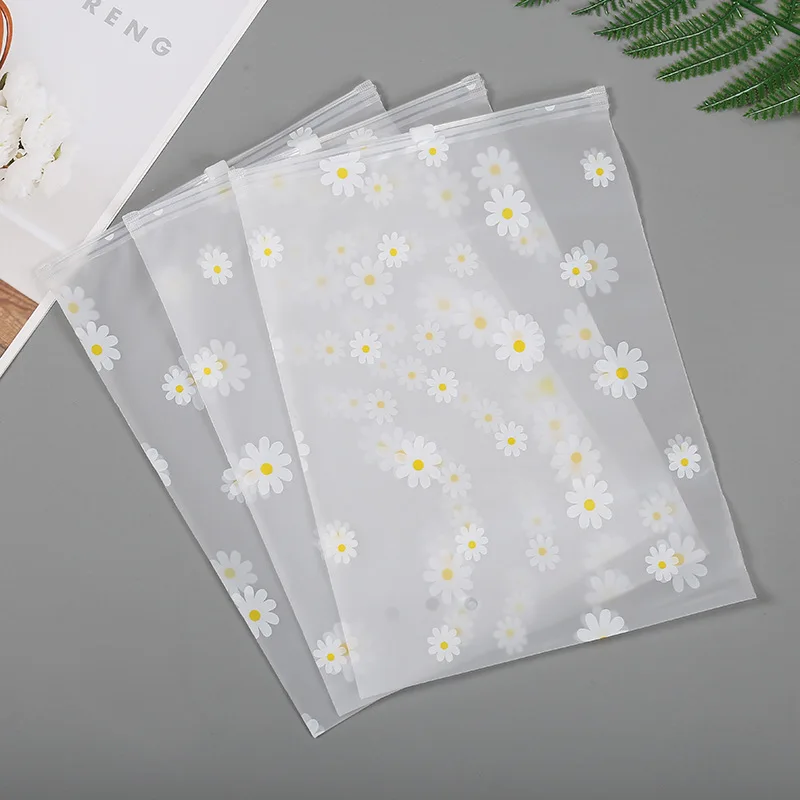 Printed Small Daisy Pattern Frosted zipper bags,High Quality Clothes Plastic Ziplock Bag, Clothing Packaging Bags, Ziplock Bags