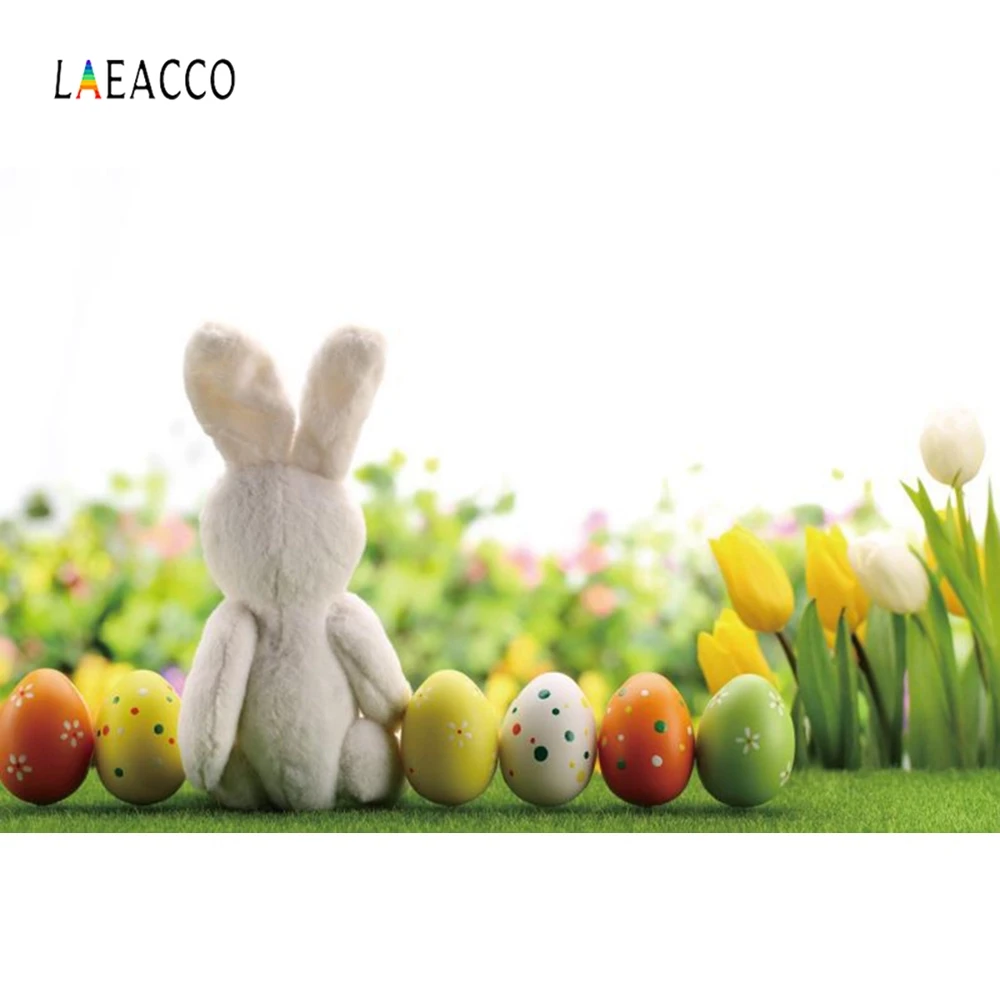 Laeacco пасхальные яйца кролик пастбище детский душ вечерние фотографии фон Индивидуальные фотографический фон для фотостудии