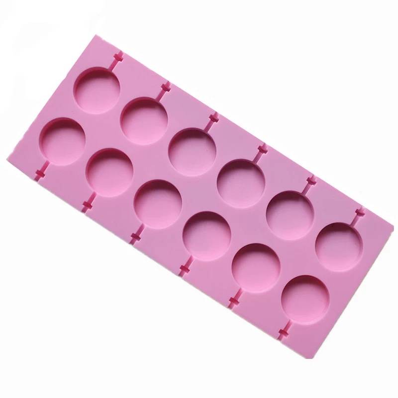 3D Цветы Силиконовые формы леденец плесень 12 отверстий лапы леденцы украшение конфет, тортов форма для мыла шоколада выпечки торта плесень - Цвет: Round