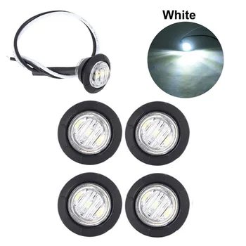 

Truck Lights Marker 4pcs 12/24V Universal Trailer White Mini Round LED Button Lamps Durable New Sale Practical