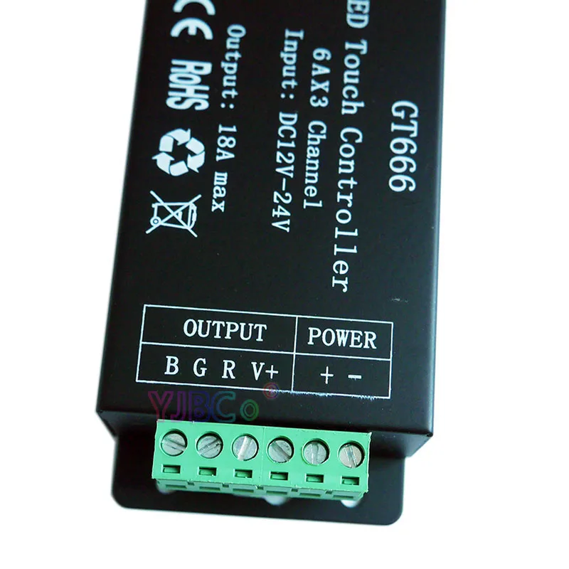 GT666 RGB контроллер DC12-24V 6Ax3channel Max 18A Touch 5050 3528 SMD Светодиодная лампа лента диммер
