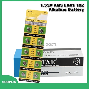 

200pcs Alkaline Cell Coin Battery 1.55V AG3 LR41 392 Button Batteries SR41 192 L736 384 SR41SW CX41 AG 3 For Watch Toys