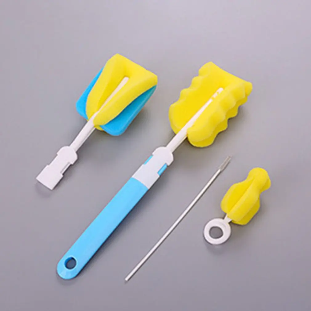

4pcs Baby Bottle Brushes Set Sponge Plastic Glass Milk Water Cup Cleaner Nipple Pacifier Milk Feeder Cleaning Brushes sets