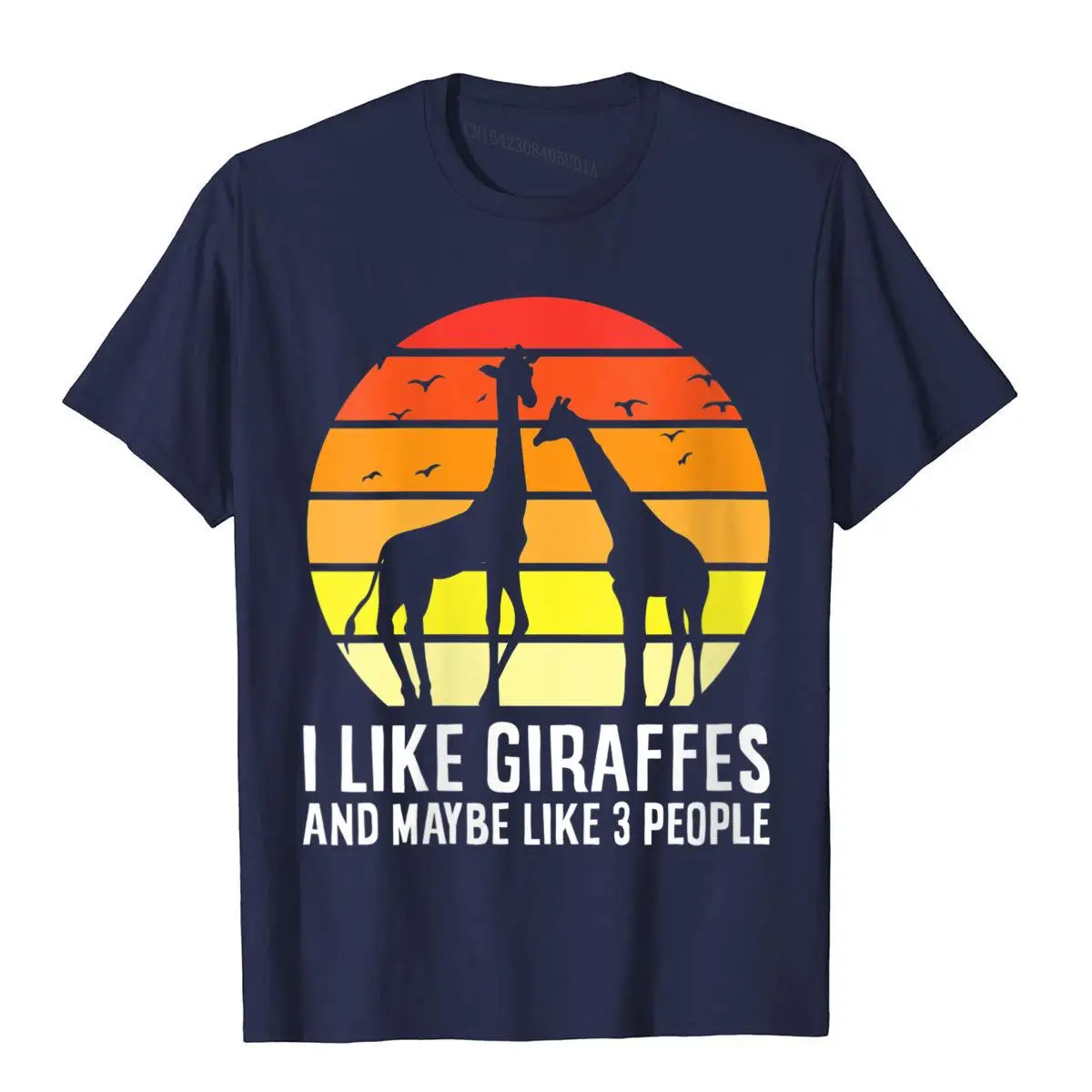 Womens I Like Giraffes And Maybe Like 3 People Cute Giraffes V-Neck T-Shirt__B11847navy