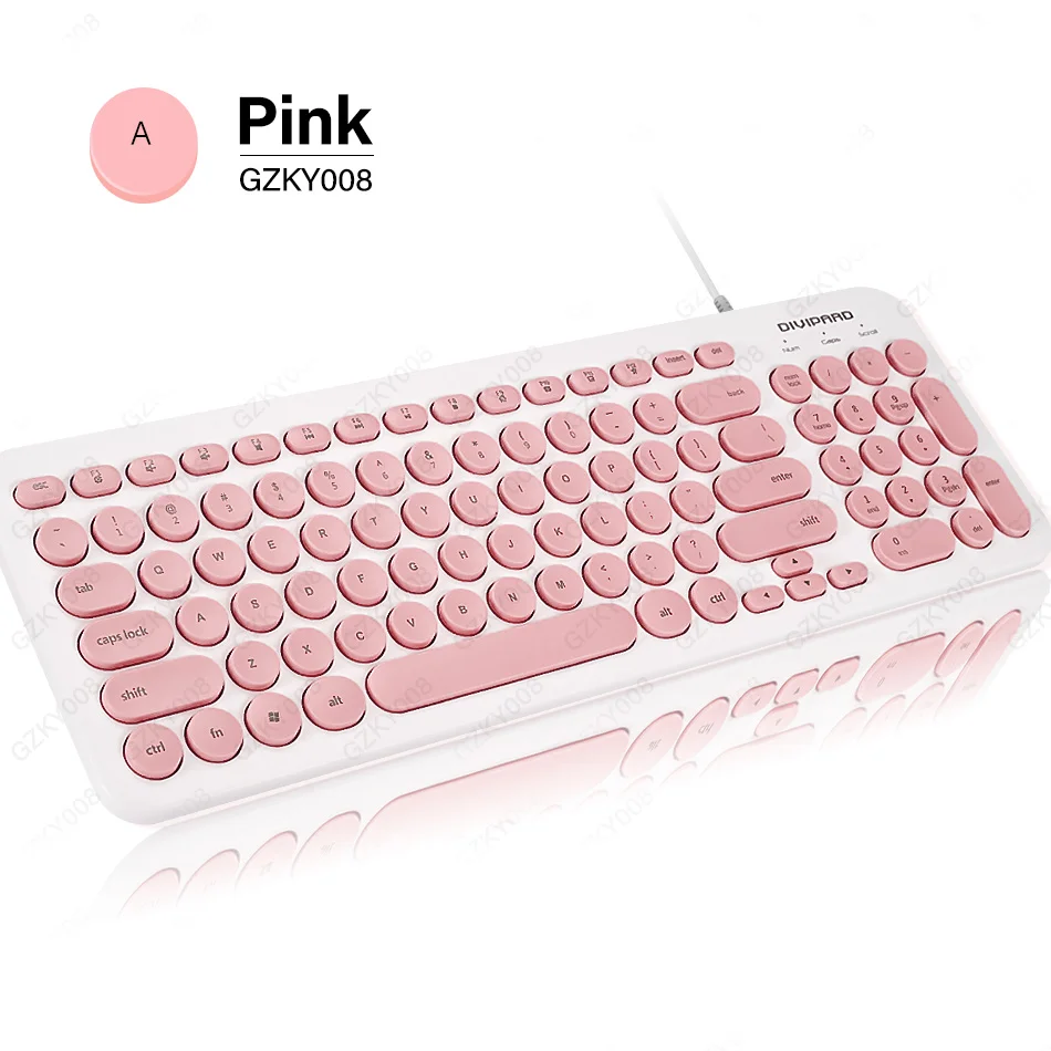Pink Ultra thin Keyboard Multimedia Wired USB 96 Keys Office Slim English Keyboard Black/Pink/Green - Цвет: Pink
