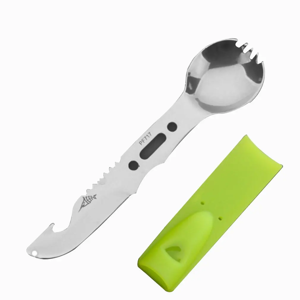 

Multi-Purpose Camping Utensils Tool Stainless Steel Camping Spoon Fork Knife Combo Tableware Outdoor Survival Tactical Spork